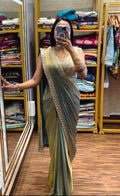 Simhera Threads   Women's Aqua Blue Traditional Saree with Gold Embroidered Border