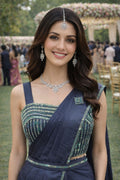 Simhera Threads  Women's Midnight Blue Embellished Ready-to-Wear Saree with Beaded Blouse